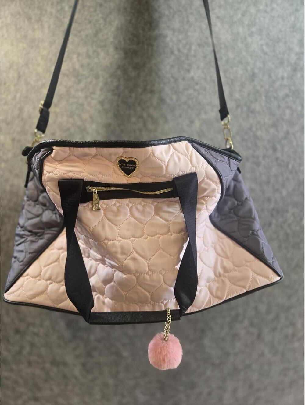 Betsey Johnson Pink Quilted Heart Travel Weekender Bag